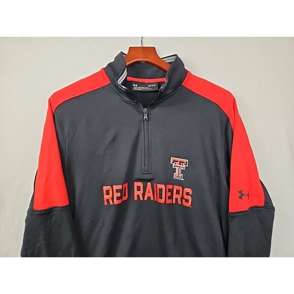Under Armour Texas Tech Red Raiders 1/4 Zip Pullover Mens Size Large Black Nee - Picture 2 of 7